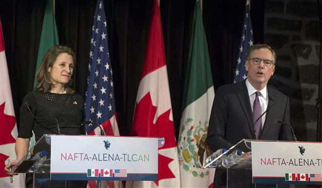 Mỹ và Canada chưa thu hẹp được bất đồng trong đàm phán sửa đổi NAFTA ảnh 1