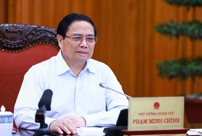 Thủ tướng Phạm Minh Chính chủ trì cuộc họp. (Ảnh: Dương Giang/TTXVN) ttxvn_pham_minh_chinh_3.jpg