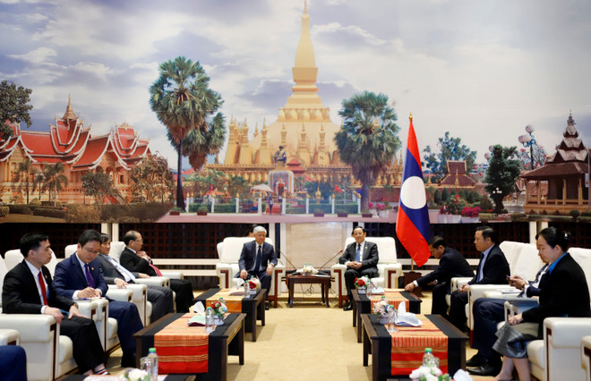 Quang cảnh buổi tiếp. (Ảnh: Phạm Kiên/TTXVN) ttxvn_viet_lao_2.jpg