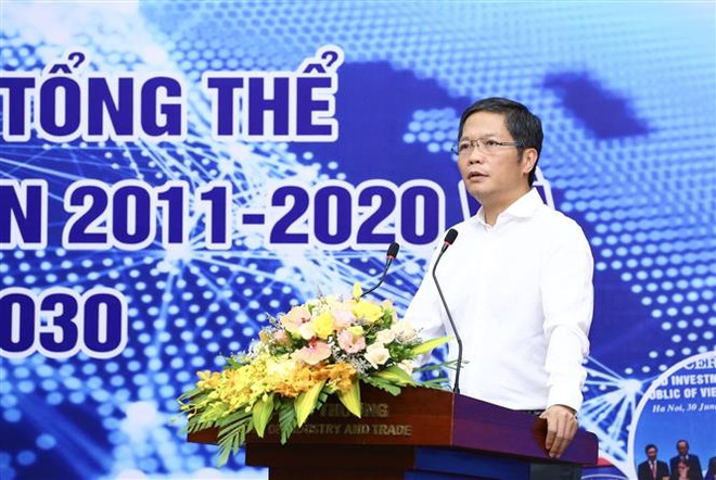 Bộ trưởng Bộ Công thương Trần Tuấn Anh phát biểu tại Hội nghị tổng kết Chương trình tổng thể cải cách hành chính Nhà nước giai đoạn 2011-2020 và định hướng giai đoạn 2021-2030. (Ảnh: Minh Quyết/TTXVN) Ngành Công Thương khắc phục hạn chế trong cải cách hành chính ảnh 2