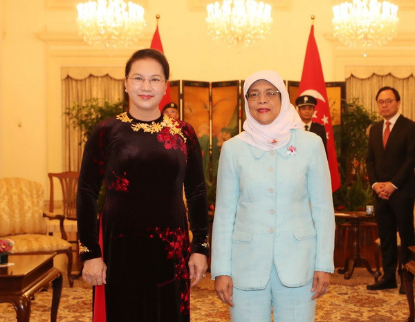 Chủ tịch Quốc hội Nguyễn Thị Kim Ngân hội kiến Tổng thống Singapore ảnh 1