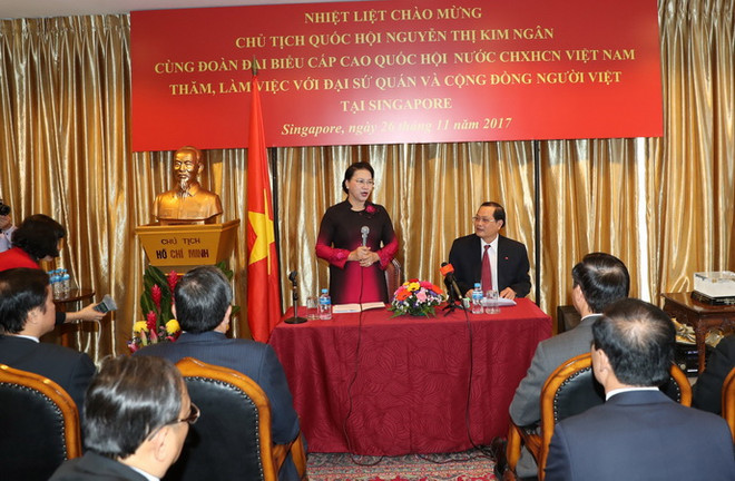 Chủ tịch Quốc hội thăm cộng đồng người Việt Nam tại Singapore ảnh 2