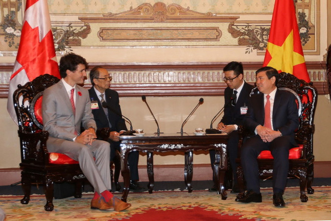 Lãnh đạo Thành phố Hồ Chí Minh tiếp Thủ tướng Canada Justin Trudeau ảnh 1