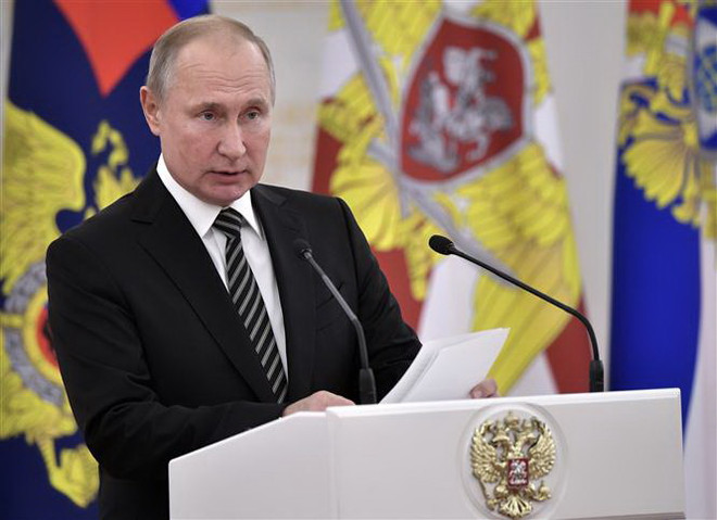 Tổng thống Nga Vladimir Putin. (Nguồn: AFP/TTXVN) Tổng thống Putin kêu gọi tăng cường sức mạnh quân sự của Nga ảnh 1