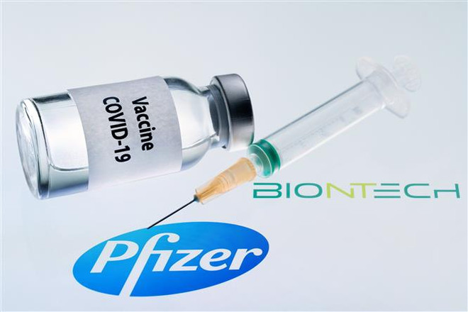 Hình ảnh mô phỏng vaccine ngừa COVID-19 do hãng dược phẩm Pfizer của Mỹ và BioNTech của Đức hợp tác phát triển. (Nguồn: AFP/TTXVN) Singapore phê chuẩn vắcxin ngừa COVID-19 của Pfizer-BioNTech ảnh 1