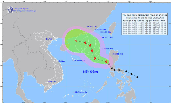 Bão Nalgae đã đi vào Biển Đông, trở thành cơn bão số 7 ảnh 1