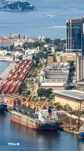 Quang cảnh cảng hàng hóa tại Rio de Janeiro, Brazil. (Ảnh: THX/TTXVN phát)