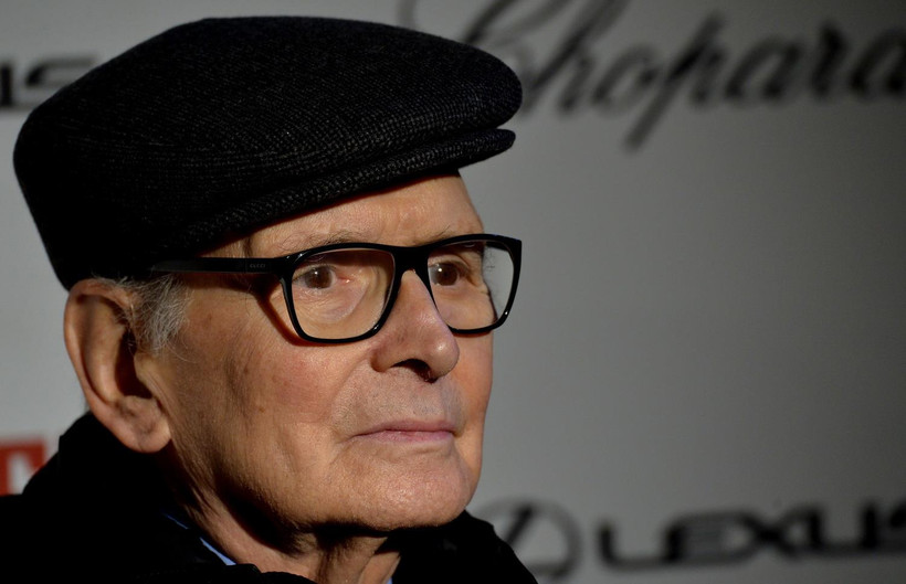 Nhà soạn nhạc Ennio Morricone tại lễ ra mắt phim The Hateful Eight ở Rome của Italy ngày 28/1/2016. (Ảnh: AFP/TTXVN)