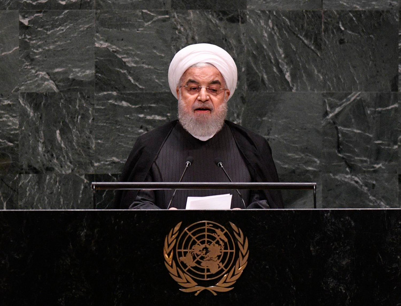 Tổng thống Iran Hassan Rouhani phát biểu tại cuộc họp của ĐHĐ LHQ ở New York của Mỹ, ngày 25/9. (Ảnh: THX/TTXVN)