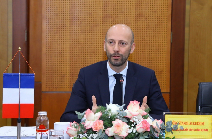 Ông Stanislas Guérini, Bộ trưởng Bộ Chuyển đổi và Công vụ Pháp. (Ảnh: Văn Điệp/TTXVN)