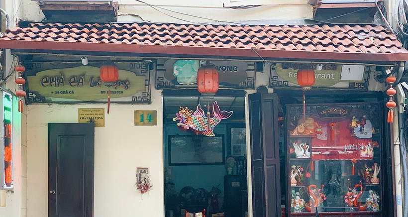Quán chả cá Lã Vọng, số 14 phố Hàng Sơn, nay là phố Chả Cá. (Ảnh: Vietnam+)