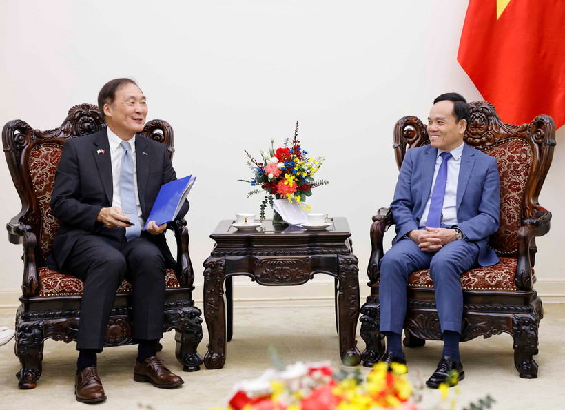 Phó Thủ tướng Trần Lưu Quang tiếp ông Chang Won Sam, Chủ tịch Cơ quan Hợp tác quốc tế Hàn Quốc (KOICA). (Ảnh: Doãn Tấn/TTXVN)