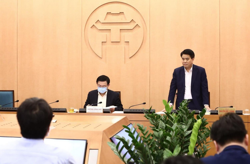 Ông Nguyễn Đức Chung, Chủ tịch UBND thành phố, Trưởng Ban Chỉ đạo phòng, chống COVID-19 của thành phố Hà Nội. (Ảnh: Văn Điệp/TTXVN)