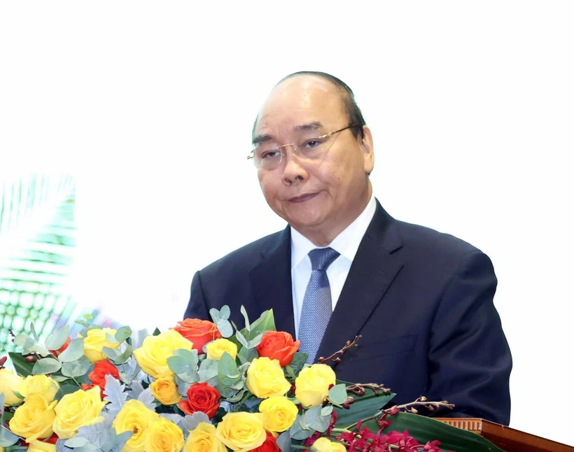 Thủ tướng Nguyễn Xuân Phúc phát biểu tại buổi lễ. (Ảnh: Thống Nhất/TTXVN)