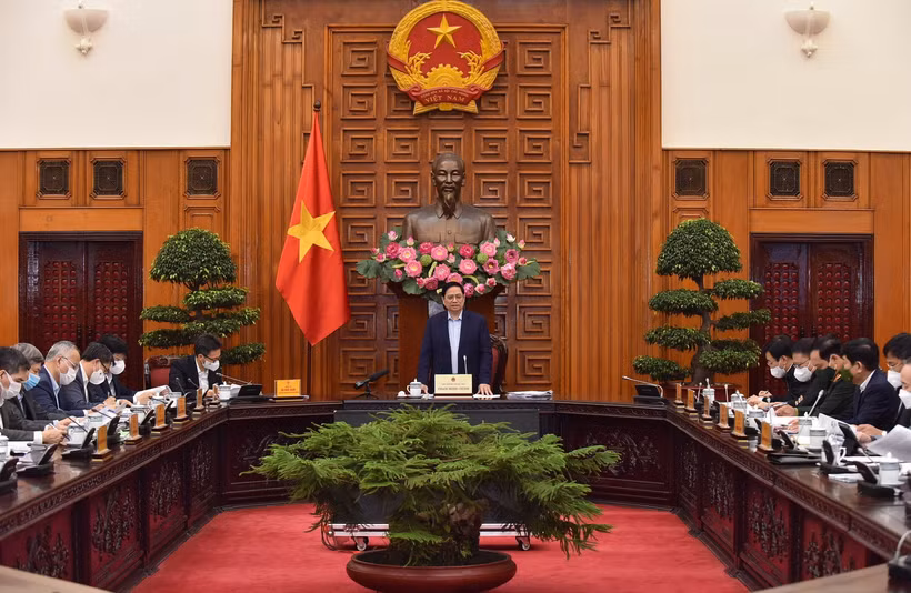 Thủ tướng Phạm Minh Chính phát biểu kết luận cuộc họp. (Ảnh: Dương Giang/TTXVN)