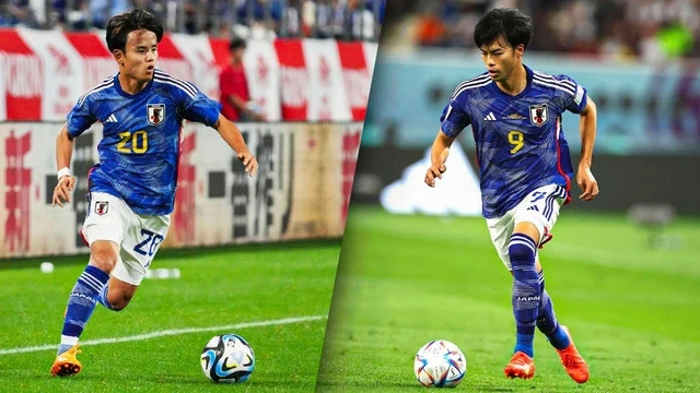Takefusa Kubo (trái) và Kaoru Mitoma.