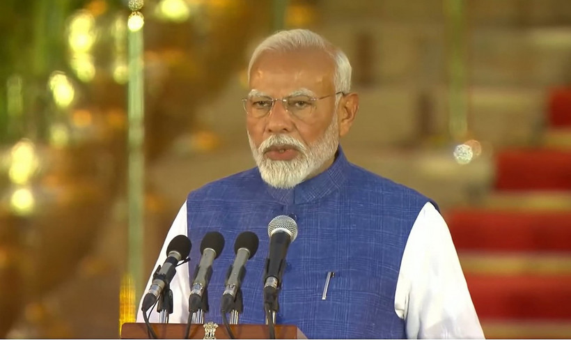 Thủ tướng Ấn Độ Narendra Modi tuyên thệ nhậm chức tại thủ đô New Delhi ngày 9/6 vừa qua. (Ảnh: THX/TTXVN)