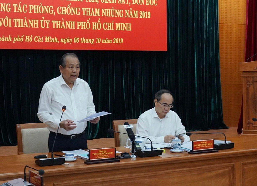 Ông Trương Hòa Bình phát biểu tại buổi làm việc. (Ảnh: Anh Tuấn/TTXVN)