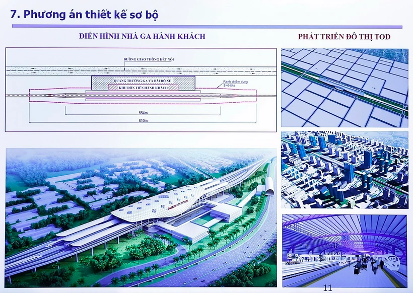 Phương án thiết kế sơ bộ Dự án đường sắt tốc độ cao trên trục Bắc-Nam. (Ảnh: Doãn Tấn/TTXVN)