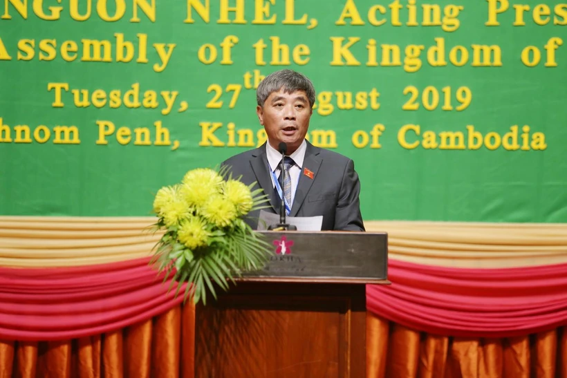 Phó Chủ nhiệm Ủy ban Quốc phòng và An ninh Quốc hội Việt Nam Trần Ngọc Khánh phát biểu tại hội nghị. (Ảnh: Trần Long-Minh Hưng/TTXVN)