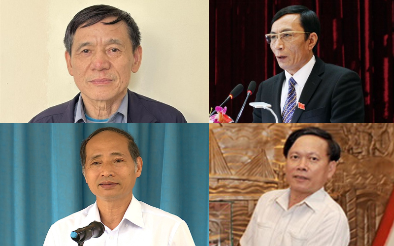 Từ trái qua, các ông Nguyễn Tiến Nhường, Nguyễn Văn Phong (hàng trên) và Nguyễn Hữu Thành, Nguyễn Lương Thành (hàng dưới). (Ảnh: Bộ Công an, Cổng Thông tin điện tử Bắc Ninh)