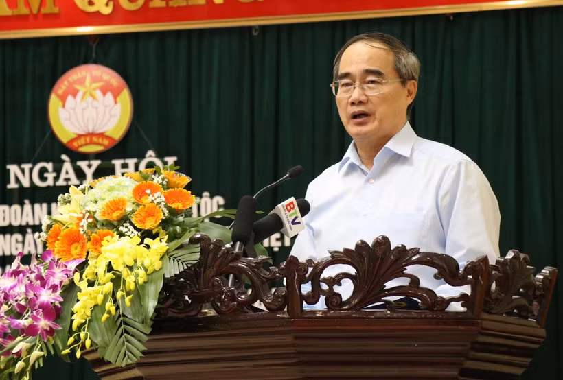 Ông Nguyễn Thiện Nhân phát biểu tại Ngày hội. (Ảnh: Thanh Thương/TTXVN)