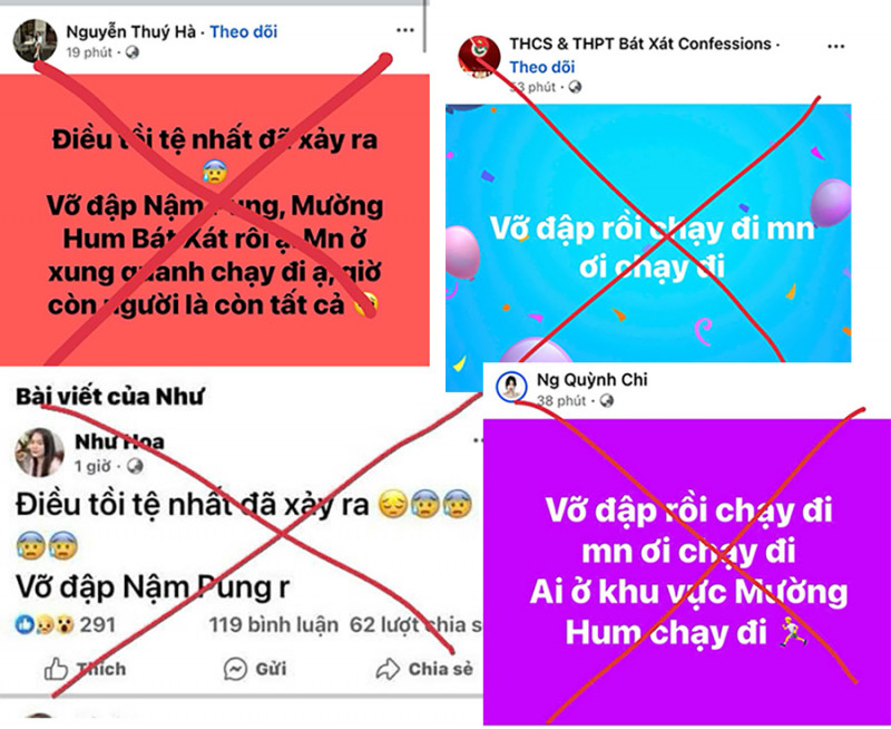 Nhiều tài khoản facebook đăng thông tin sai sự thật gây hoang mang dư luận.