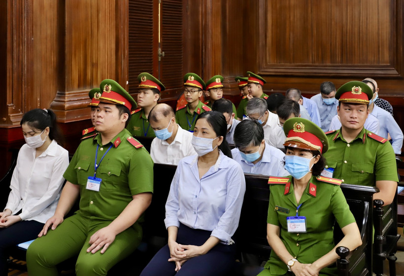 Các bị cáo tại phiên tòa. (Ảnh: Hồng Giang/TTXVN)