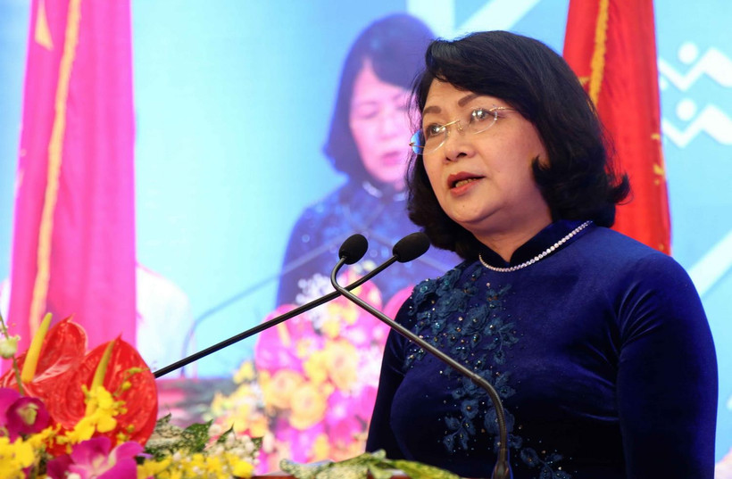 Phó Chủ tịch nước Đặng Thị Ngọc Thịnh phát biểu tại buổi lễ. (Ảnh: Đinh Văn Nhiều/TTXVN)