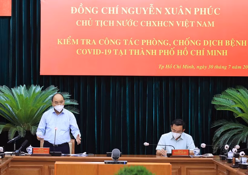 Chủ tịch nước Nguyễn Xuân Phúc phát biểu. (Ảnh: Thống Nhất/TTXVN)