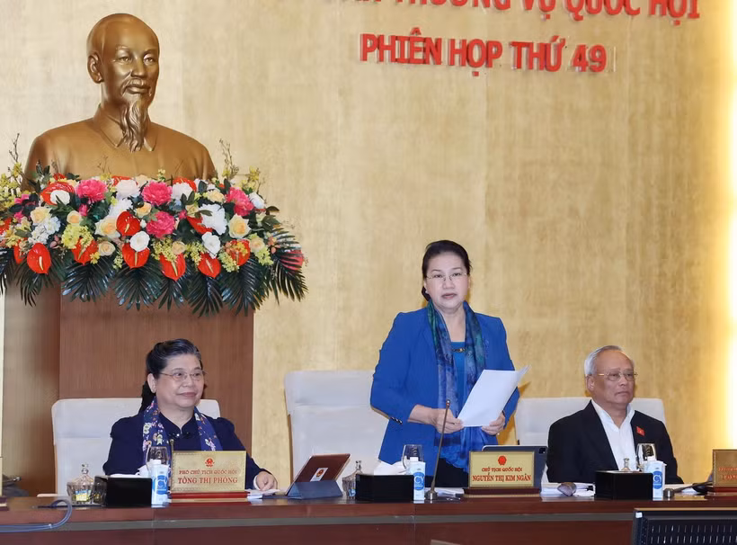 Chủ tịch Quốc hội Nguyễn Thị Kim Ngân phát biểu. (Ảnh: Trọng Đức/TTXVN)