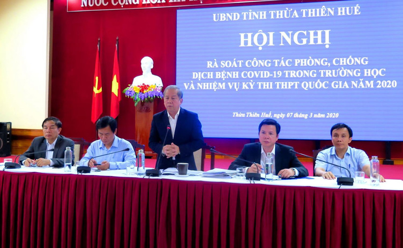 Chủ tịch UBND tỉnh Thừa Thiên-Huế Phan Ngọc Thọ phát biểu tại hội nghị. (Ảnh: Tường Vi/TTXVN)