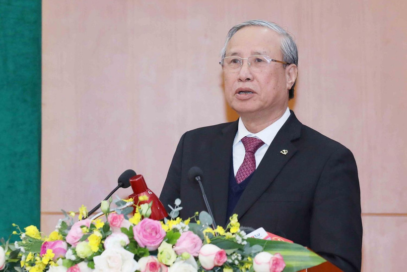 Thường trực Ban Bí thư Trần Quốc Vượng phát biểu chỉ đạo hội nghị. (Ảnh: Phương Hoa/TTXVN)