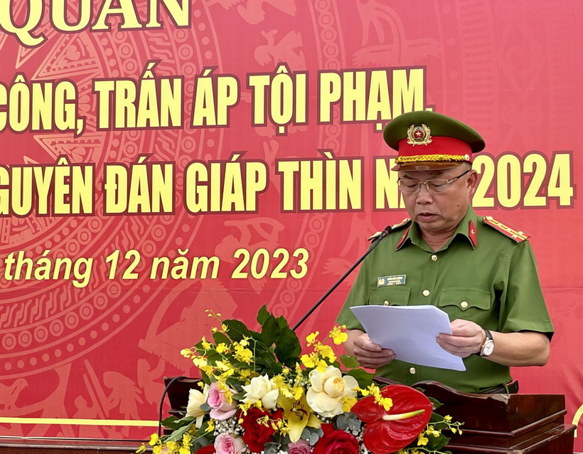 Lễ cao điểm ra quân tấn công trấn áp tội phạm tại Bình Dương. (Ảnh: Huyền Trang/TTXVN)