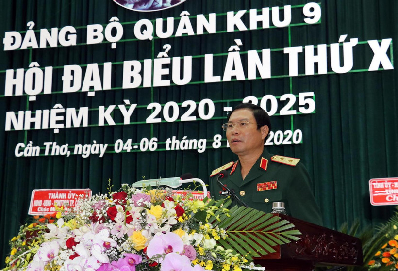 Trung tướng Nguyễn Tân Cương, Thứ trưởng Bộ Quốc phòng phát biểu chỉ đạo Đại hội. (Ảnh: Ngọc Thiện/TTXVN)