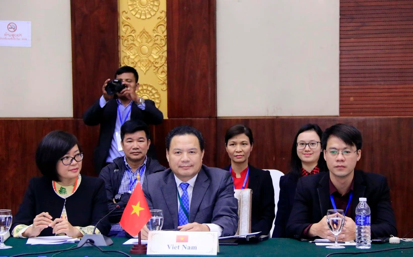 Đoàn Việt Nam tại Hội nghị. (Ảnh: Phạm Kiên/TTXVN)