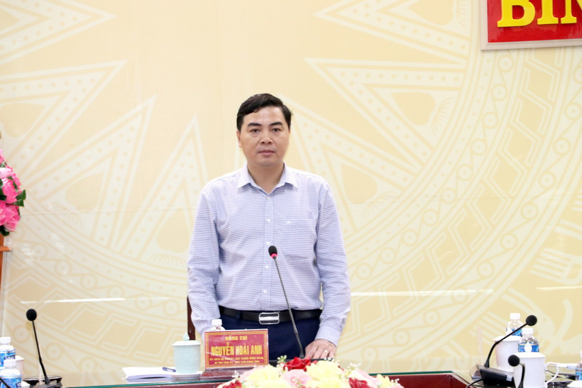 Bí thư Tỉnh ủy Bình Thuận Nguyễn Hoài Anh phát biểu chỉ đạo tại cuộc họp. (Ảnh: Nguyễn Thanh/TTXVN)