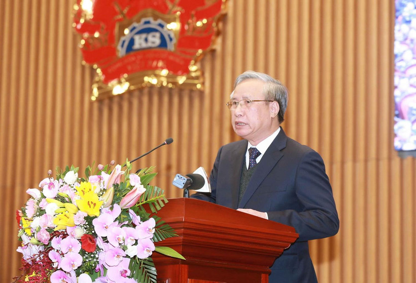 Ông Trần Quốc Vượng, Ủy viên Bộ Chính trị, Thường trực Ban Bí thư phát biểu chỉ đạo Hội nghị. (Ảnh: Doãn Tấn/TTXVN)