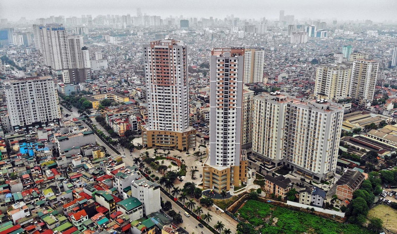 Nhiều căn hộ giá bình dân tại Dự án nhà chung cư K35 Tân Mai (Công ty 98, Bộ Quốc phòng làm chủ đầu tư) đã được đăng ký mua. (Ảnh: Danh Lam/TTXVN)