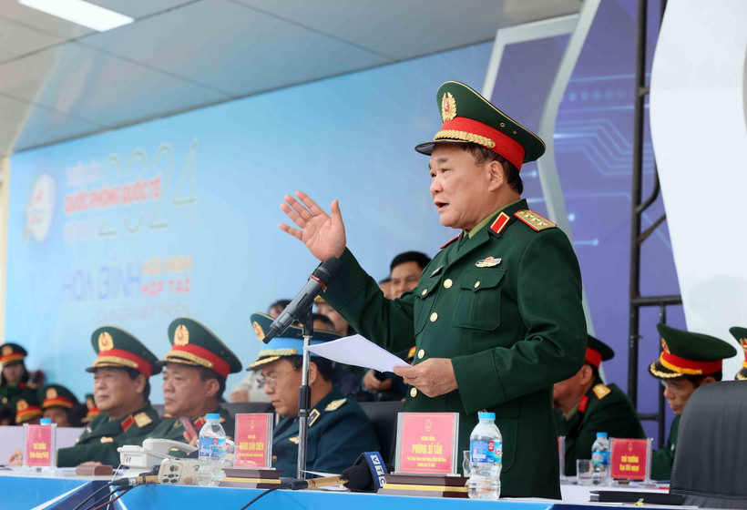 Thượng tướng Hoàng Xuân Chiến phát biểu chỉ đạo. (Ảnh: An Đăng/TTXVN)