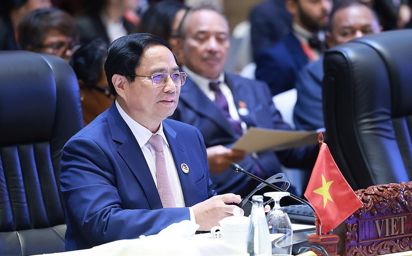 Thủ tướng Phạm Minh Chính tham dự và phát biểu tại Phiên toàn thể Hội nghị Cấp cao ASEAN lần thứ 44. (Ảnh: Dương Giang/TTXVN)