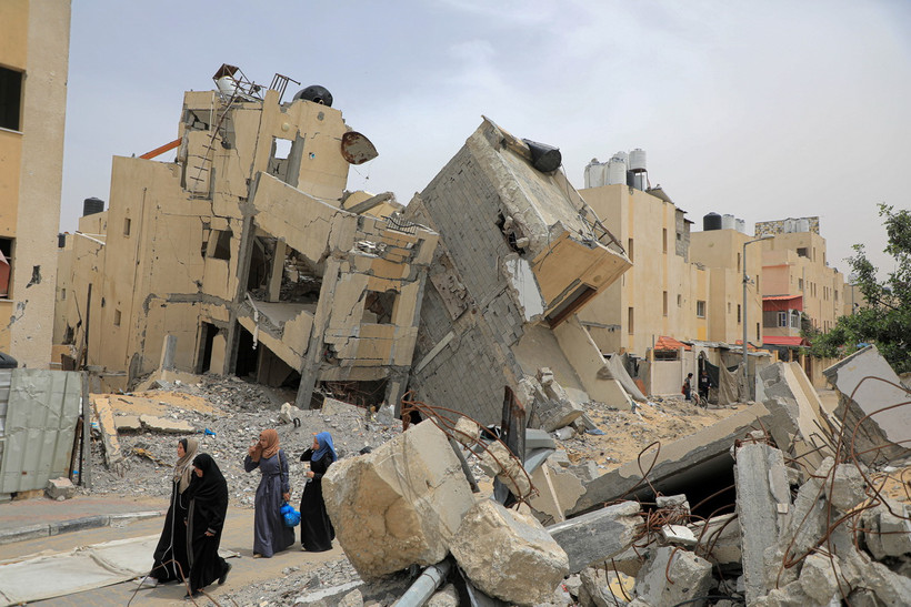 Cảnh đổ nát do xung đột Israel-Hamas tại thành phố Rafah, Dải Gaza ngày 10/5. (Ảnh: THX/TTXVN)