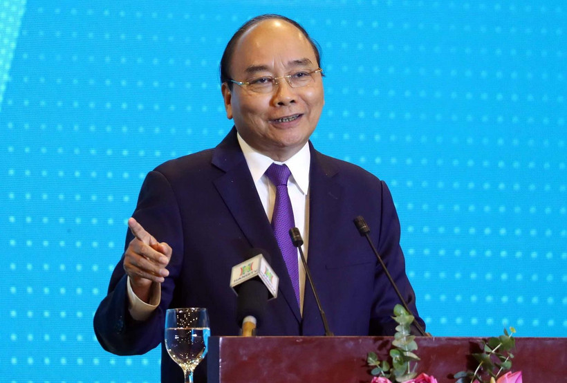 Thủ tướng Nguyễn Xuân Phúc phát biểu tại hội nghị. (Ảnh: Thống Nhất/TTXVN)