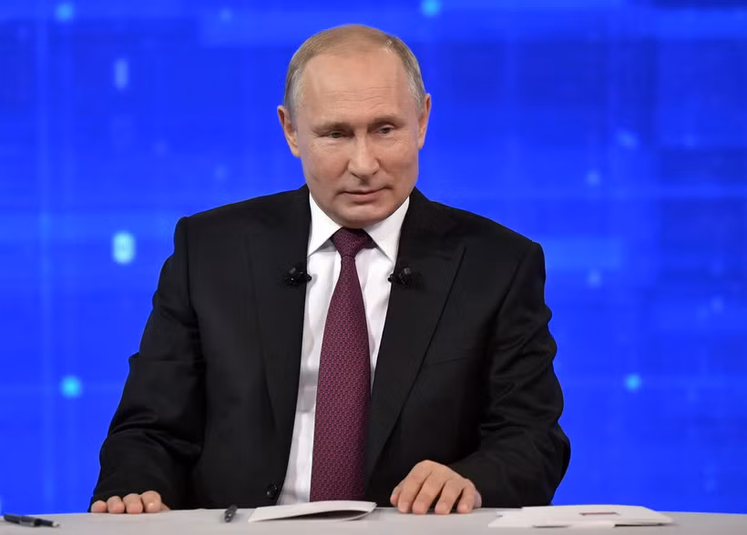 Tổng thống Nga Vladimir Putin trong cuộc đối thoại trực tuyến với người dân ở thủ đô Moskva ngày 20/6. (Nguồn: AFP/TTXVN)