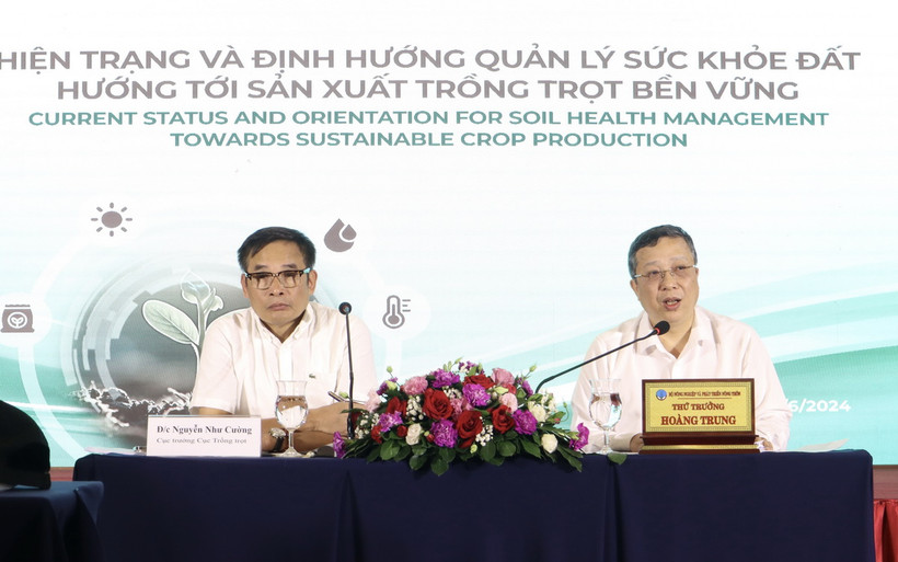 Lãnh đạo Bộ Nông nghiệp và Phát triển nông thôn chủ trì hội nghị. (Ảnh: Xuân Anh/TTXVN)