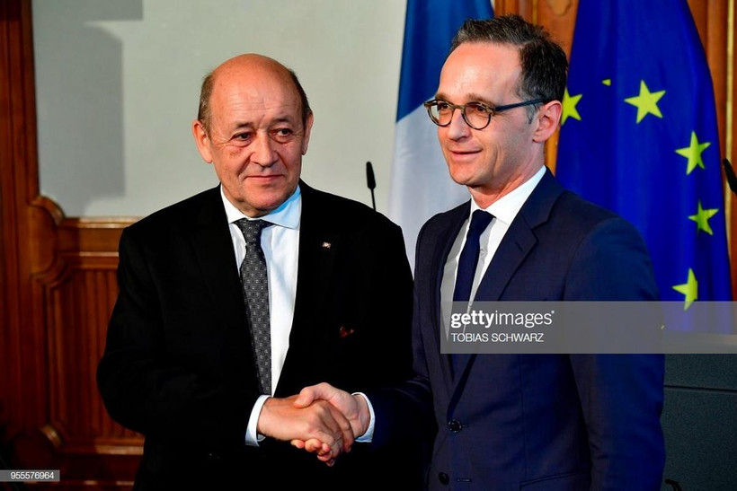 Ngoại trưởng Pháp Jean-Yves Le Drian và người đồng cấp Đức Heiko Maas. (Nguồn: Getty Images/AFP)