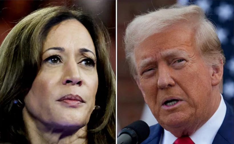 Phó Tổng thống Mỹ Kamala Harris (trái) và cựu Tổng thống Donald Trump. (Ảnh: REUTERS/TTXVN)