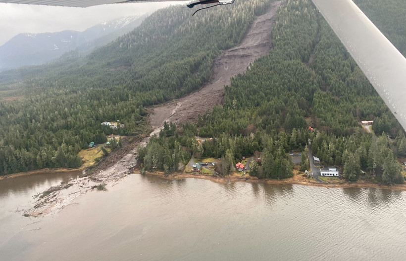 Hiện trường vụ lở đất. (Nguồn: Alaska public media)