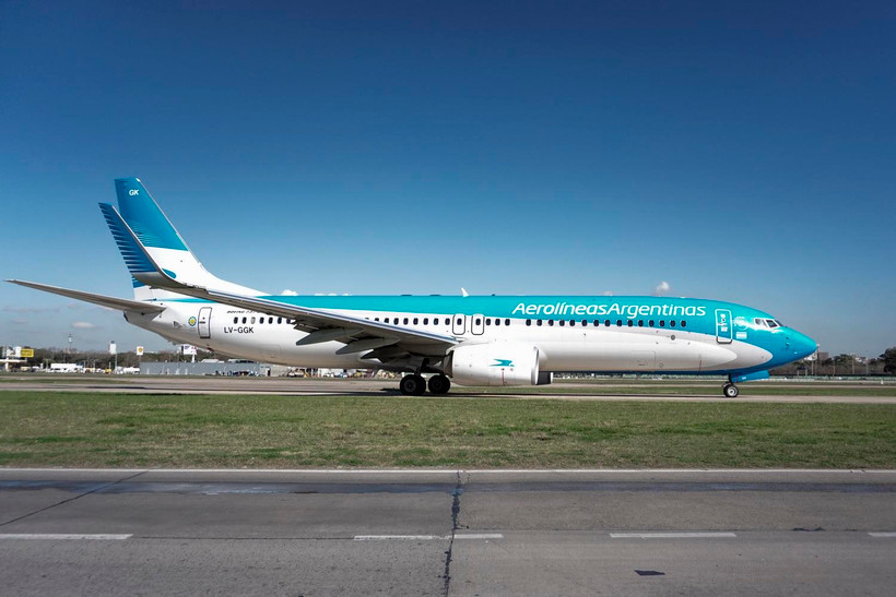 Máy bay của Hãng hàng không Aerolineas Argentinas tại sân bay Jorge Newbery ở Buenos Aires, Argentina. (Ảnh: AFP/TTXVN)