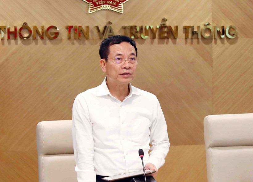Bộ trưởng Bộ Thông tin và Truyền thông Nguyễn Mạnh Hùng. (Ảnh: Phạm Kiên/TTXVN)